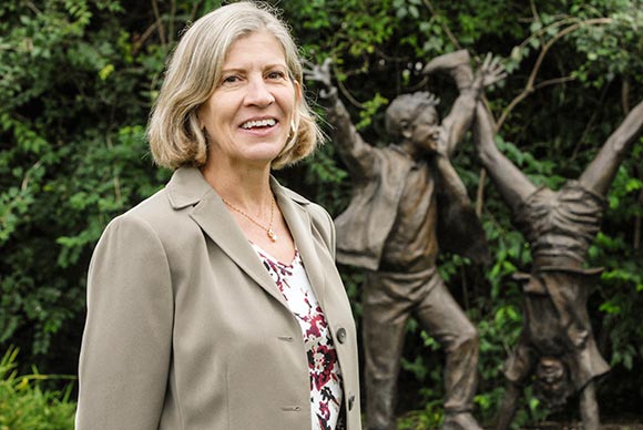 Gruber in the Penn State Alumni Sculpture Garden