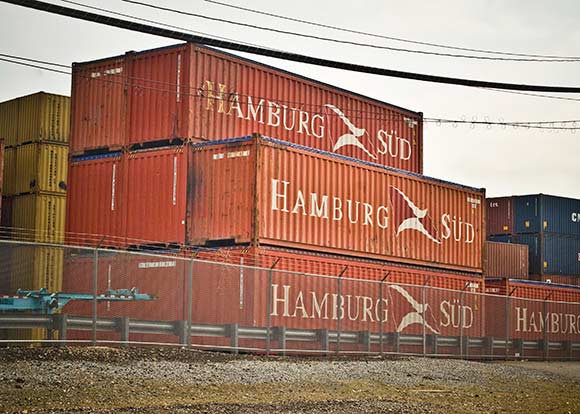 Shipping containers at the Philadelphia Navy Yard