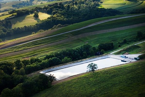 Scott Goldsmith: A flow-back water containment pond holds polluted and radioactive water.