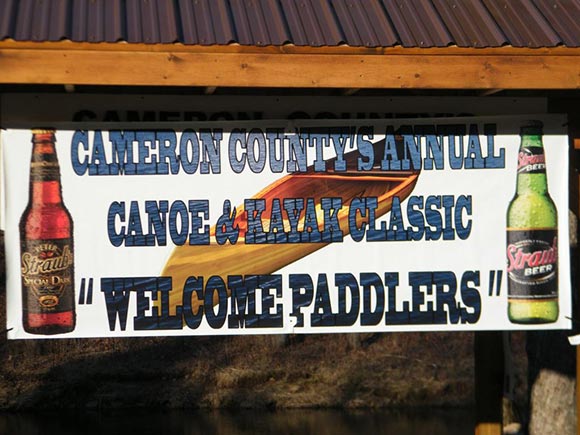 A sign welcoming visitors sponsored by one of the PA Wilds region's most well-known brewerys, Straub.