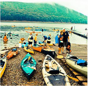 Boats are staged for the paddling leg of the Kinzua Country Tango.