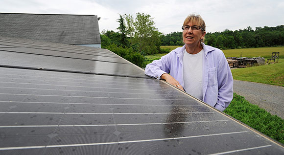 Solar panels line the rooftops of winemaker Joanne Levengood's 10-acre vineyard