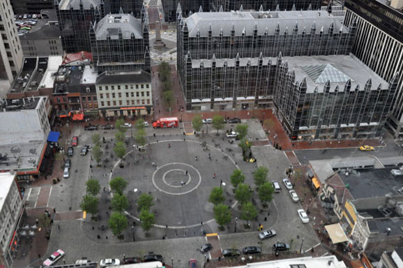 The view of Market Square from the Fairmont Hotel