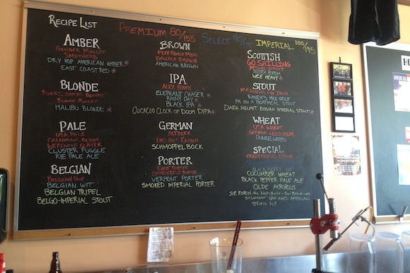 The board at Copper Kettle Brewing Company
