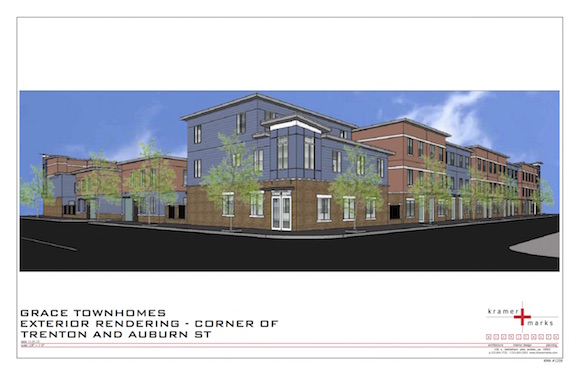 A rendering of the Grace Townhomes