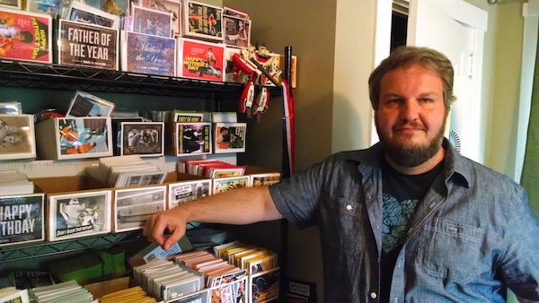 Matthew Buccholz displays his inventory at his home in Friendship.