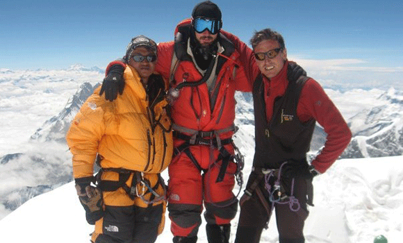 Michael Kobold on the summit of Mount Everest.